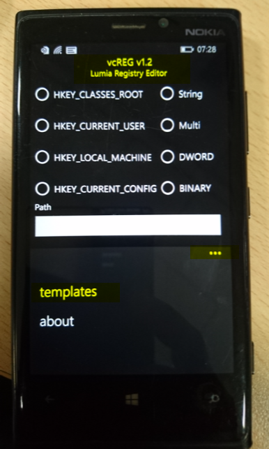 Go to Templates Setting on Windows Phone